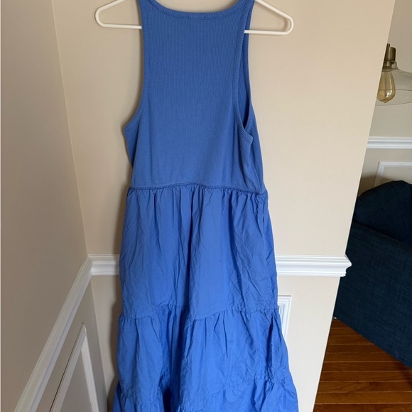 J. Crew Blue size XL Drop Waist Ribbed Top Tiered Bottom Maxi Dress Summer BR314 - Picture 5 of 9